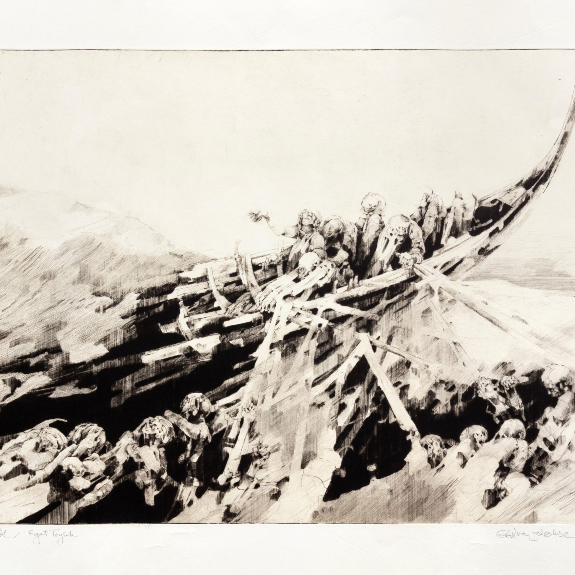 Fra utstillingen «Et decennium med koldnålsgrafikk» av Oddvar Løkse